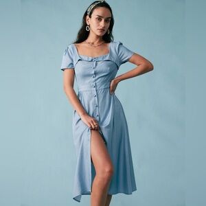 “Short Sleeve Plain Elegant Midi Dress”